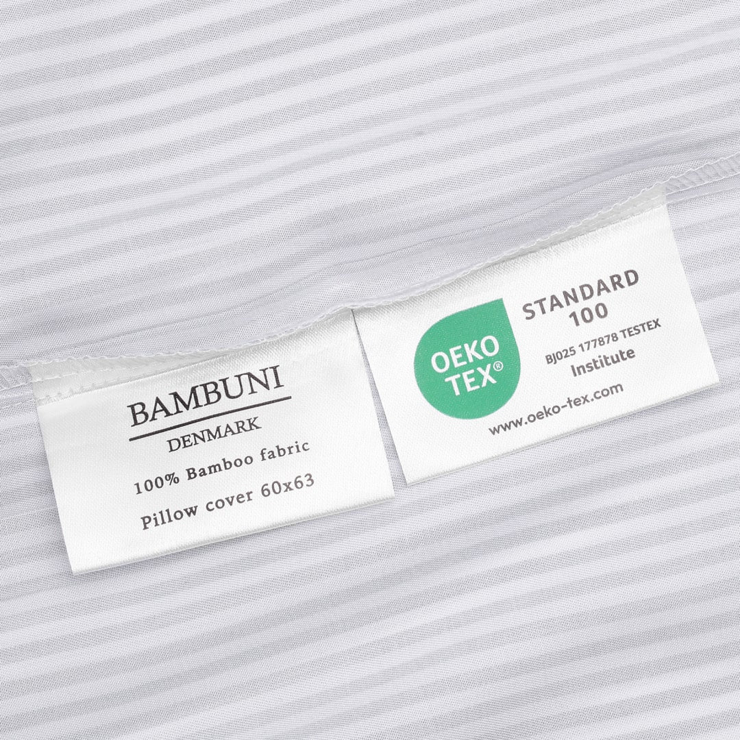 Bambusängkläder vit/olivrandig