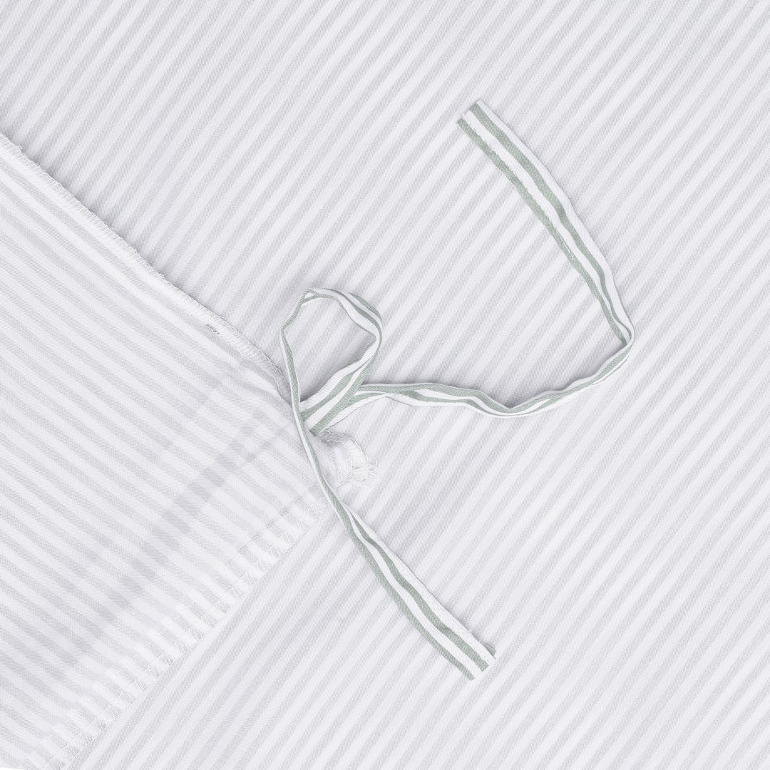 Bambusängkläder vit/olivrandig