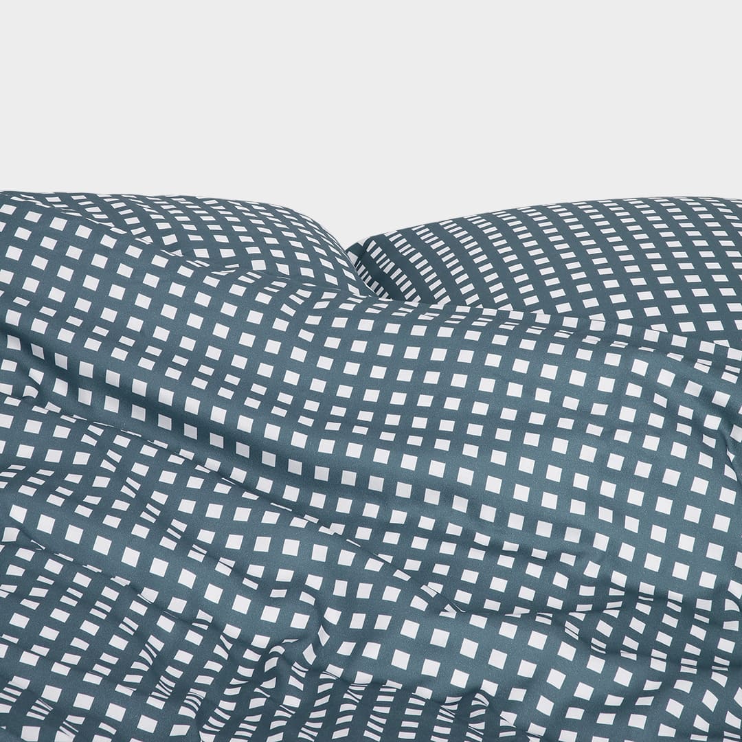 Bambusängkläder vit/grårutiga