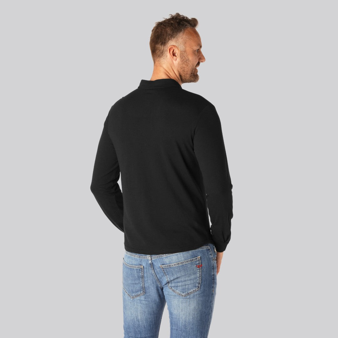 Svart bambupoletröja för män