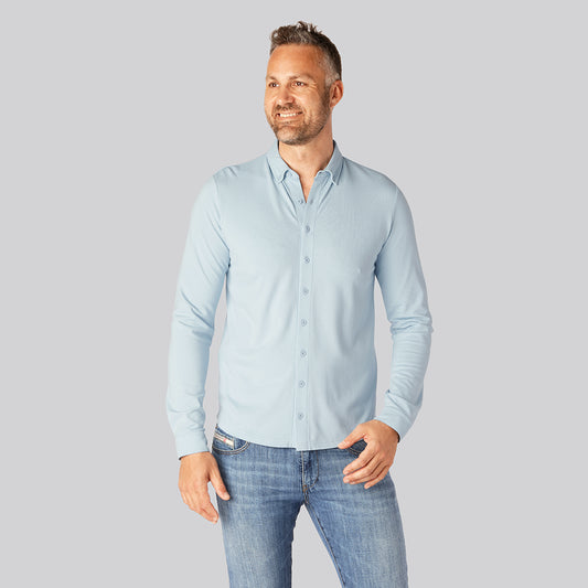 Bambu pikétröja i ljusblått för män