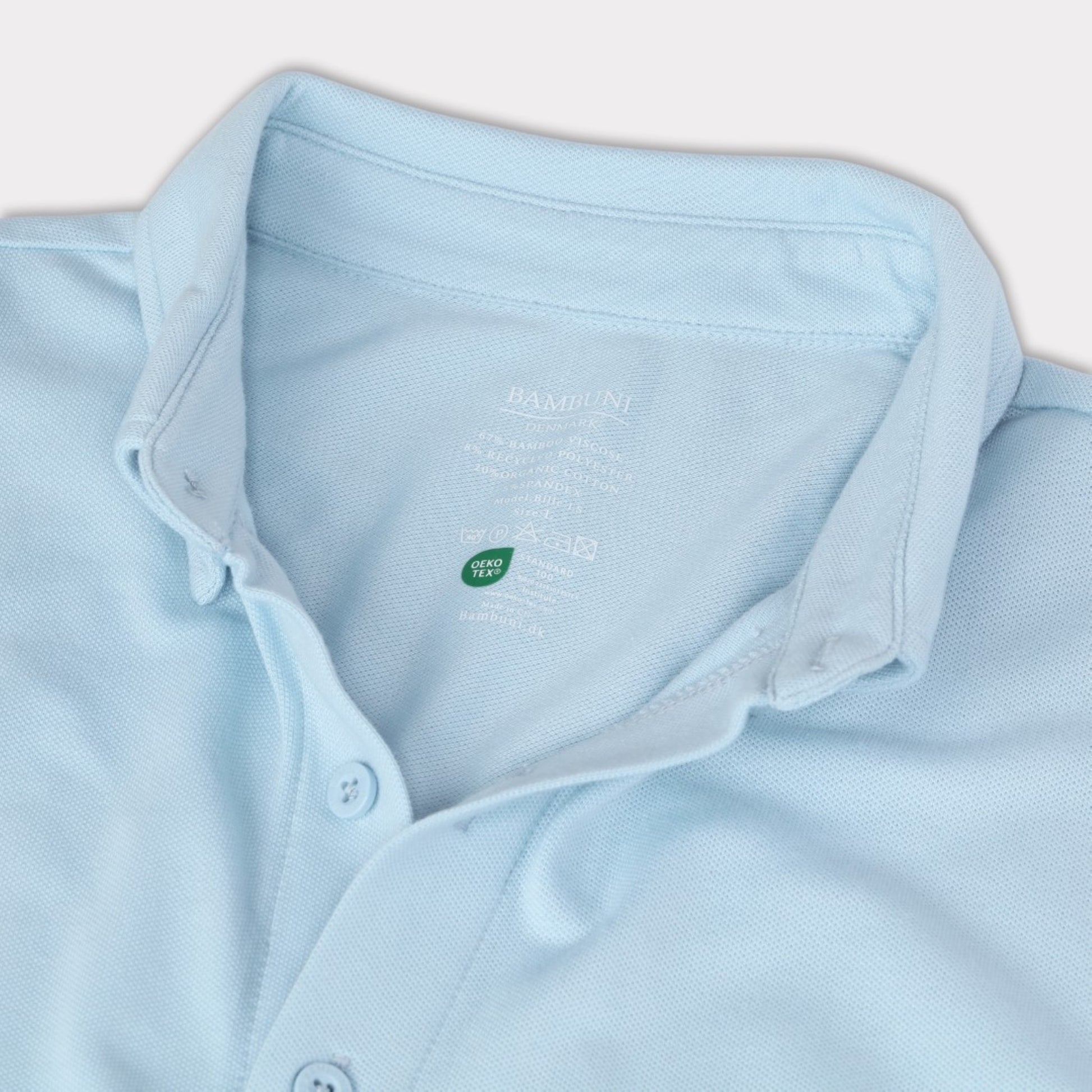 Bambu pikétröja i ljusblått för män