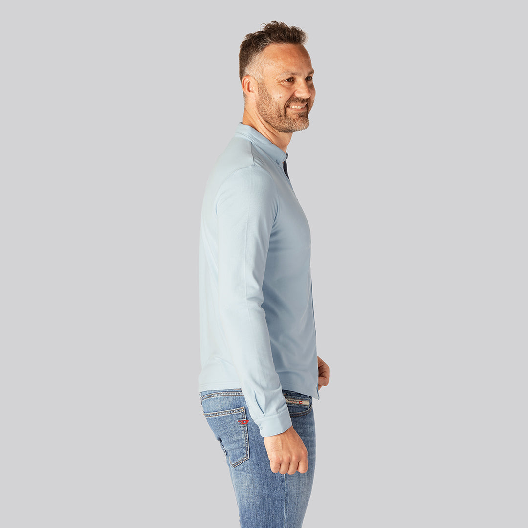 Bambu pikétröja i ljusblått för män