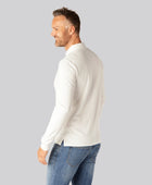 Vit herrpolo i bambu med långa ärmar