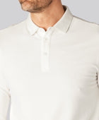 Vit herrpolo i bambu med långa ärmar