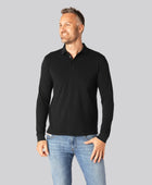 Svart herrpolo i bambu med långa ärmar