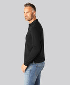 Svart herrpolo i bambu med långa ärmar