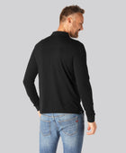 Svart herrpolo i bambu med långa ärmar