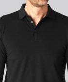 Svart herrpolo i bambu med långa ärmar