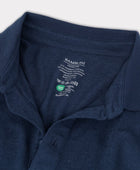 Marinblå herrpolo i bambu med långa ärmar