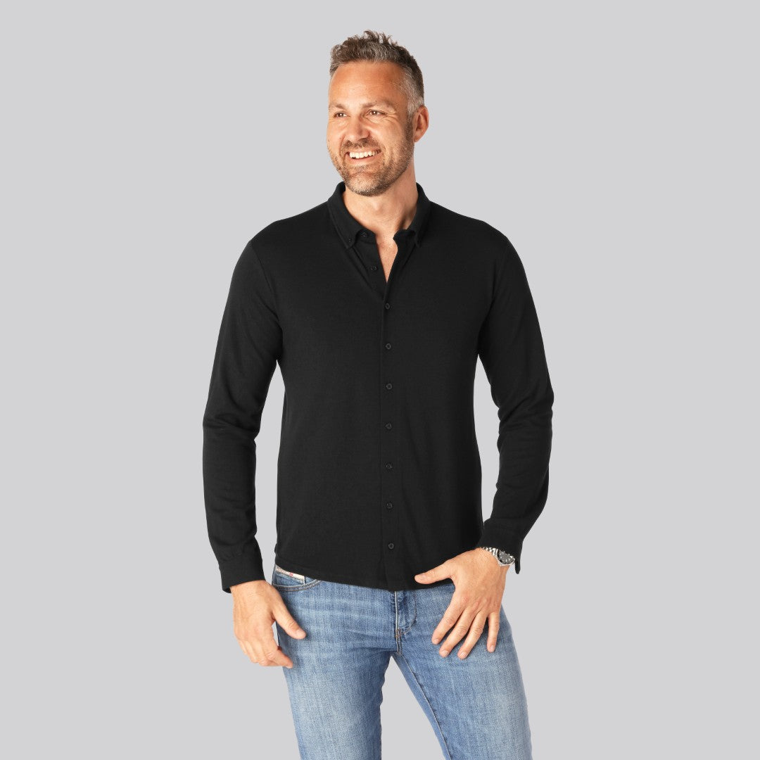 Svart bambupoletröja för män