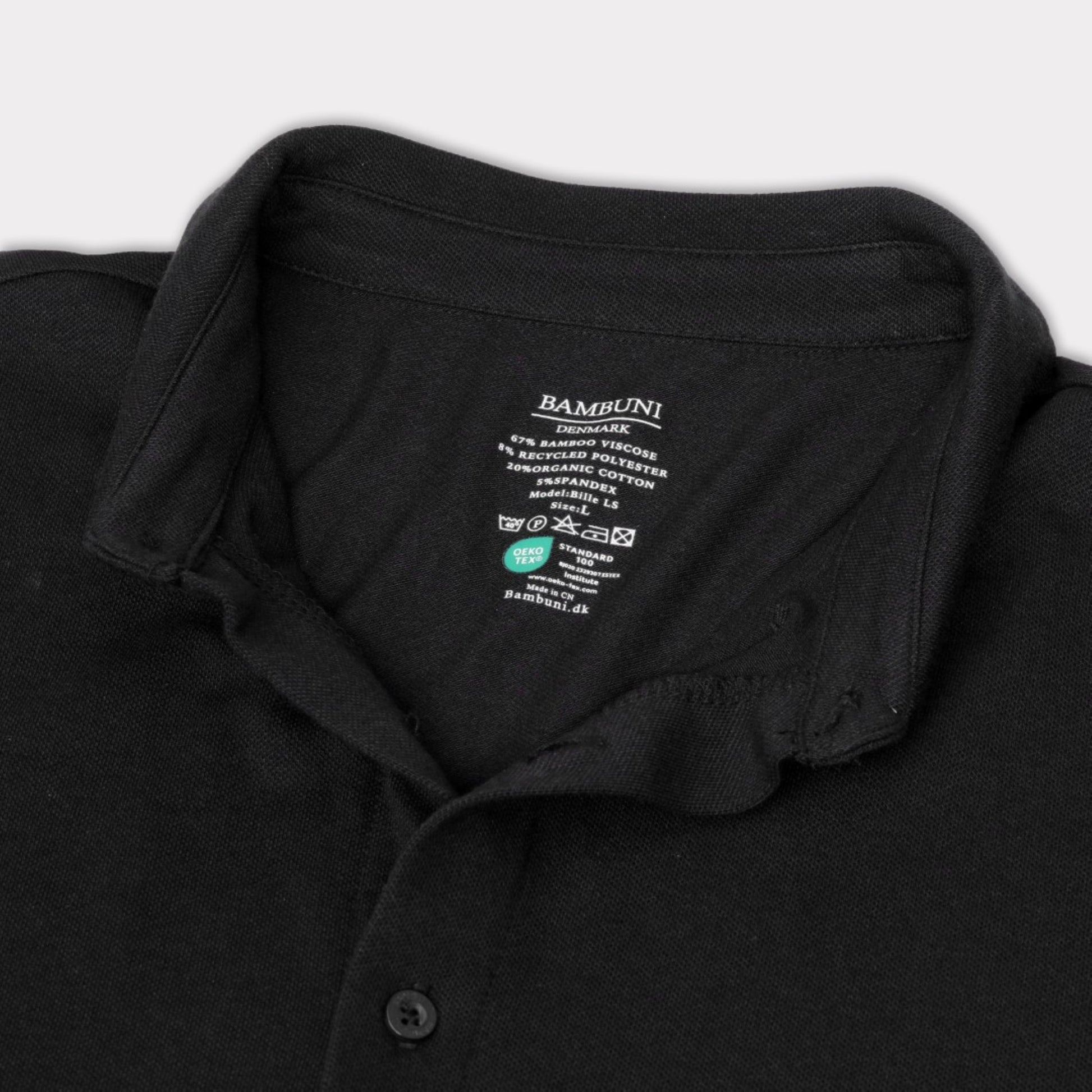 Svart bambupoletröja för män