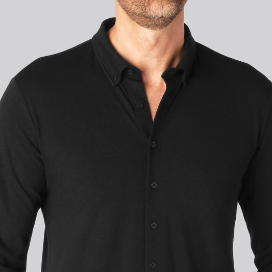 Svart bambupoletröja för män