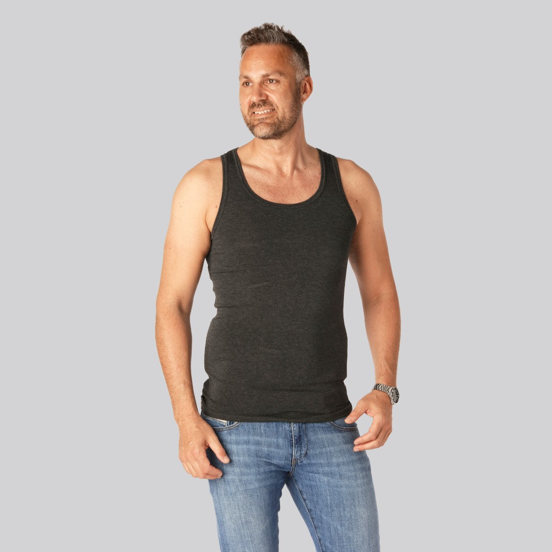 Bambuundertröja slim fit i antracitgrå för män