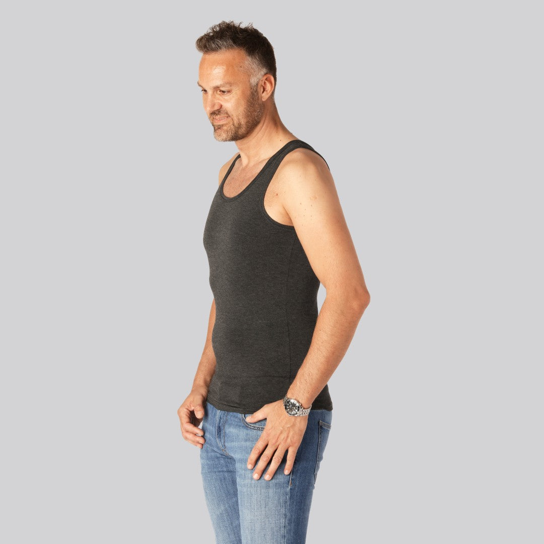 Bambuundertröja slim fit i antracitgrå för män