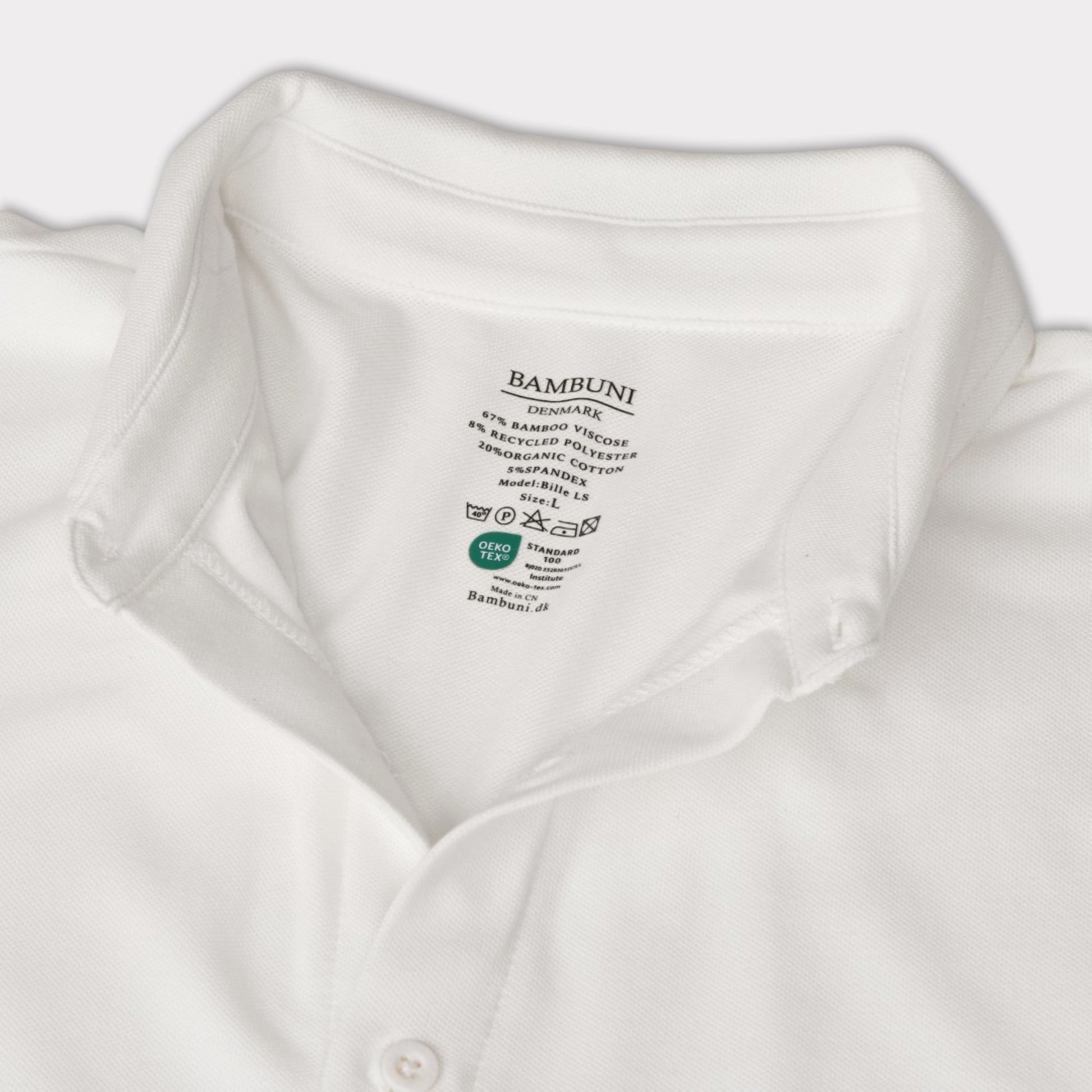 Vit bambupoletröja för män