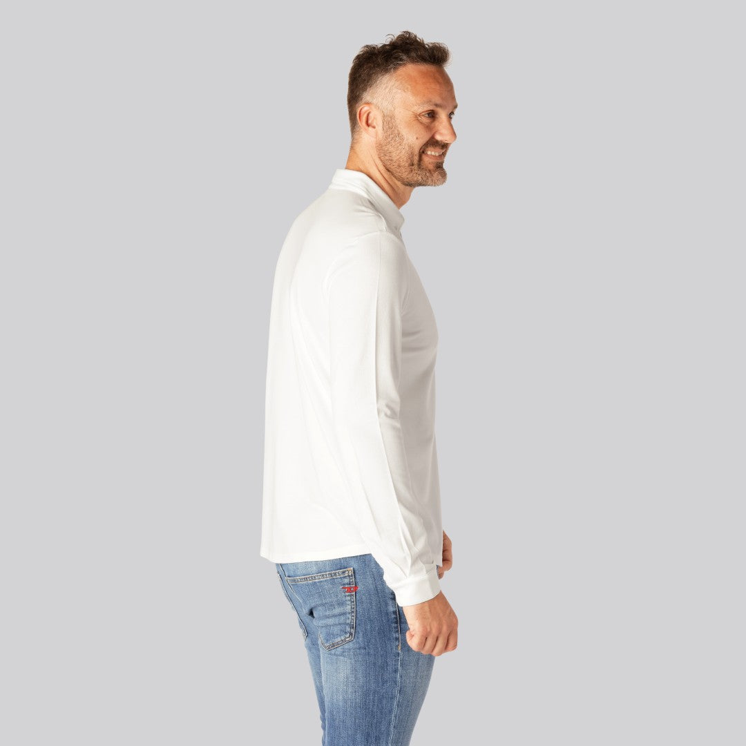 Vit bambupoletröja för män