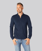 Marinblå herrpikétröja i bambu