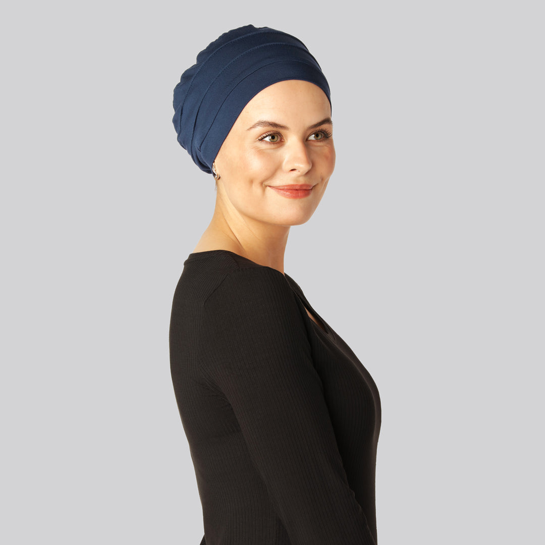 Klassisk marinblå bambuturban för damer