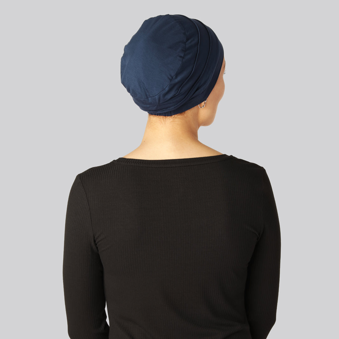 Klassisk marinblå bambuturban för damer