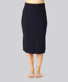 Marinblå ribbad kjol i bambu för kvinnor