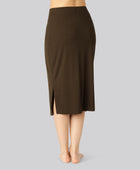 Brun ribbad kjol i bambu för kvinnor