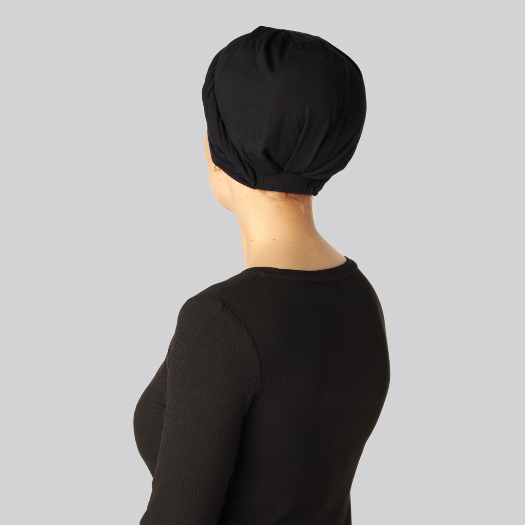 Svart tvinnad turban i bambu för kvinnor