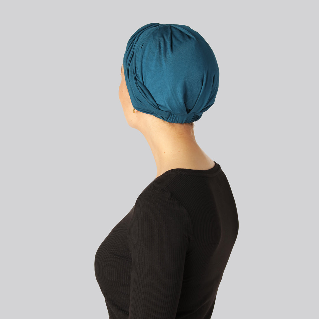 Blå, vriden turban i bambu för kvinnor