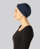 Marinblå tvinnad turban i bambu för damer