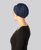 Marinblå tvinnad turban i bambu för damer