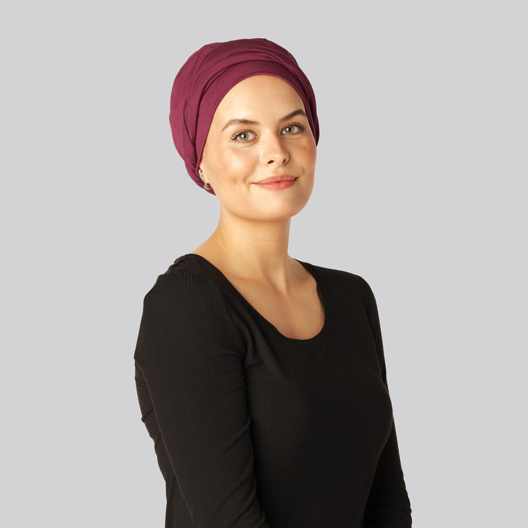 Vinröd tvinnad bambuturban för kvinnor