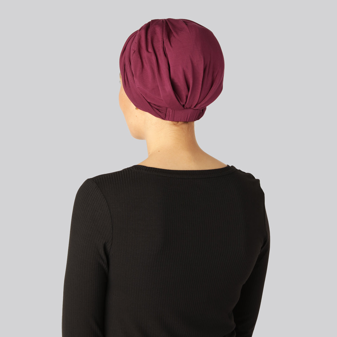 Vinröd tvinnad bambuturban för kvinnor