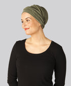 Olivgrön tvinnad bambuturban för kvinnor