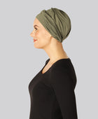 Olivgrön tvinnad bambuturban för kvinnor