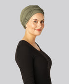 Olivgrön tvinnad bambuturban för kvinnor