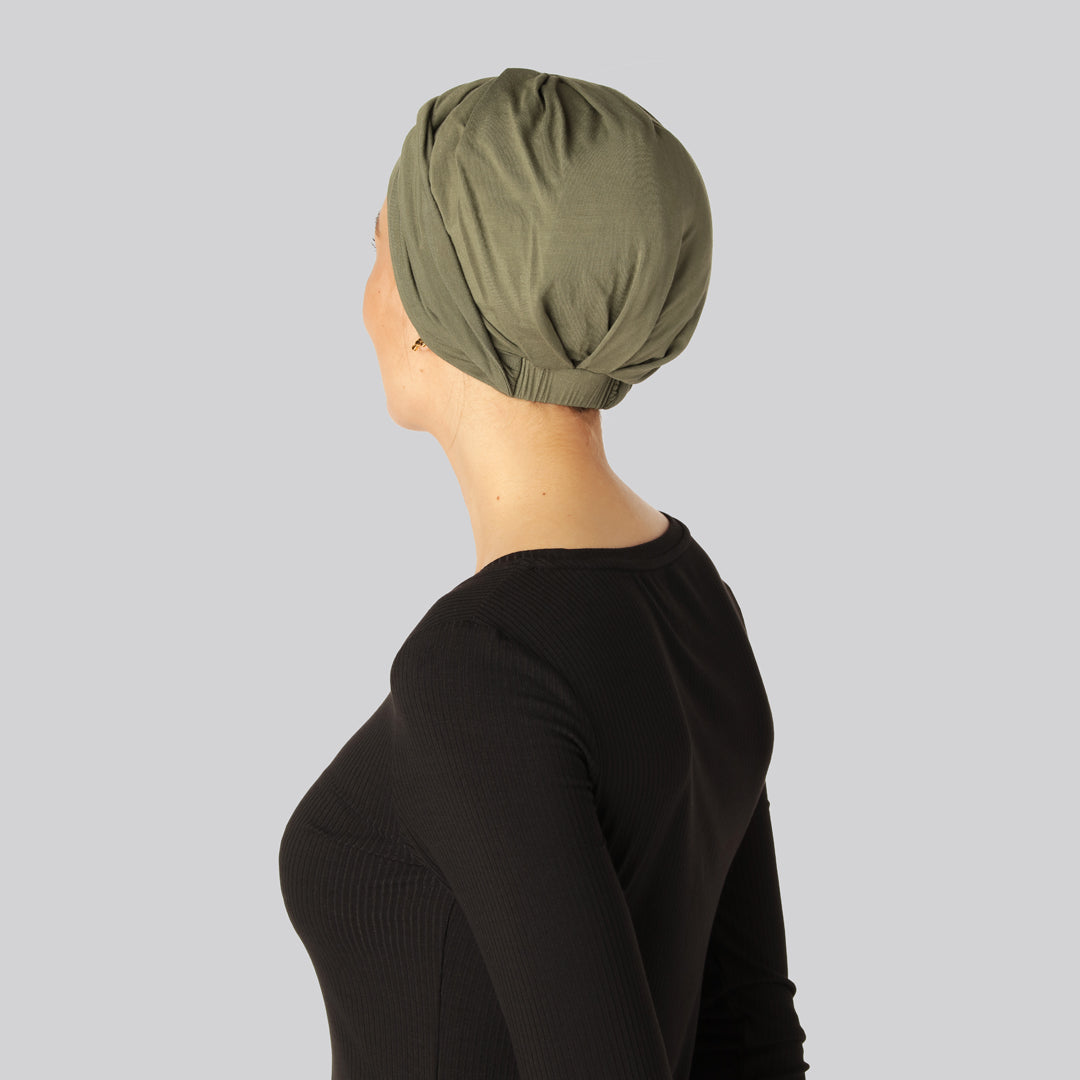 Olivgrön tvinnad bambuturban för kvinnor