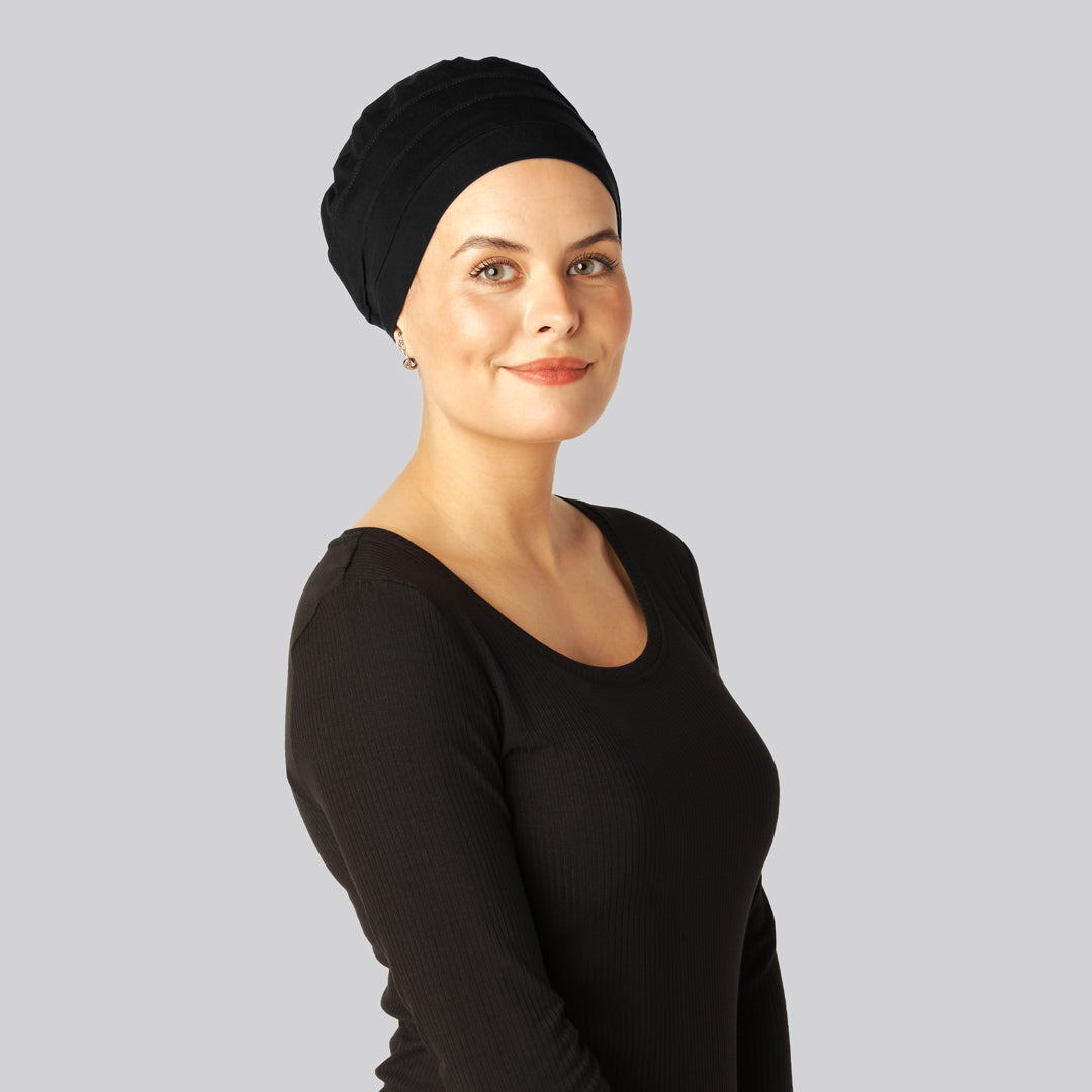 Klassisk svart bambuturban för kvinnor