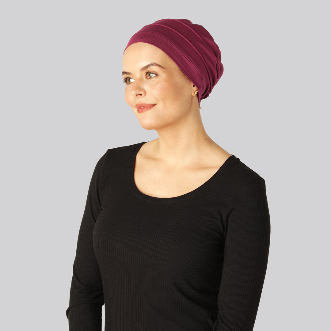 Klassisk bambuturban i vinröd för kvinnor