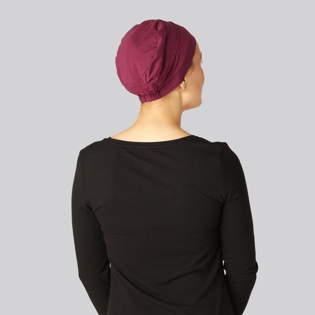 Klassisk bambuturban i vinröd för kvinnor