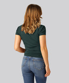 Bambuni bambu t-shirts med rund hals för kvinnor i grönt