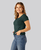 Bambuni bambu t-shirts med rund hals för kvinnor i grönt