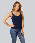 Marinblå damtopp i bambu med breda axelband