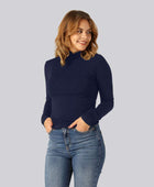 Marinblå polotröja i bambu för kvinnor