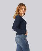 Marinblå långärmad t-shirt i bambu för kvinnor