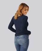 Marinblå långärmad t-shirt i bambu för kvinnor