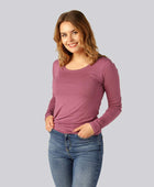 Långärmad t-shirt i bambu i dammrosa för kvinnor