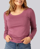 Långärmad t-shirt i bambu i dammrosa för kvinnor