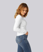 Vit långärmad t-shirt i bambu för kvinnor