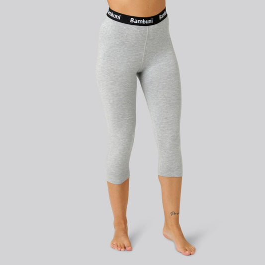 Grå 3/4-leggings i bambu för kvinnor