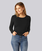 Svart långärmad t-shirt i bambu för kvinnor